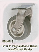 MBL6P-S 6 inch by 2 inch Polyurethane Brake Lock / Swivel Caster